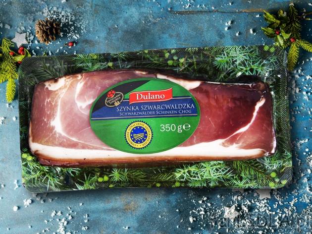 Dulano Szynka Szwarcwaldzka w kwałku , cena 8,00 PLN za 350 g/1 opak., 1 kg=25,69 PLN.