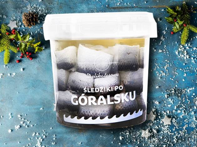 Mirko Śledź w wiaderku w oleju , cena 6,00 PLN za 500 g/1 opak., 1 kg=13,98 PLN.