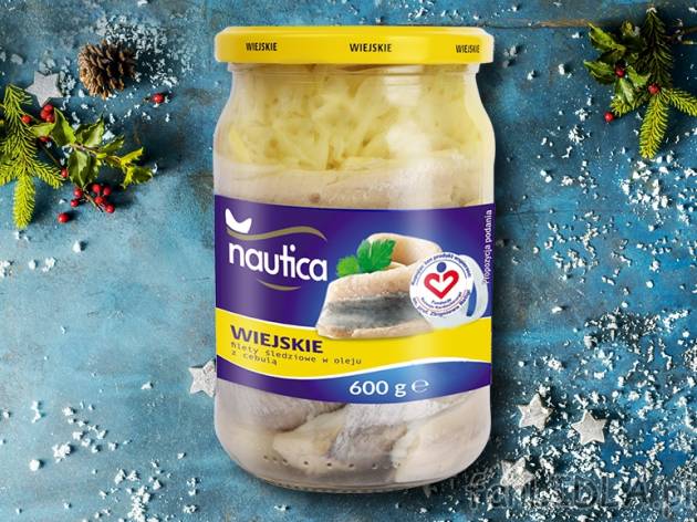 Nautica Filety śledziowe wiejskie , cena 8,00 PLN za 600 g/1 opak., 1 kg=20,48/16,38 PLN.