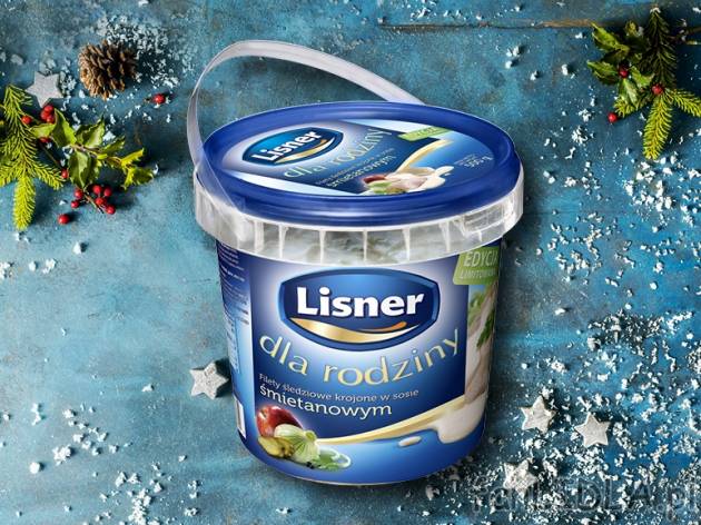 Lisner Śledź w wiaderku w sosie śmietanowym , cena 6,00 PLN za 500 g/1 opak., ...