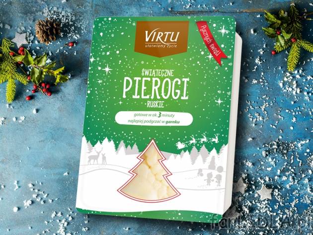 Virtu Pierogi ruskie , cena 3,00 PLN za 400 g/1 opak., 1 kg=8,48 PLN.