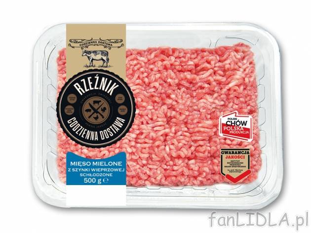 Rzeźnik Mięso mielone wieprzowe z szynki , cena 6,00 PLN za 500 g/1 opak., 1 kg=13,98 ...