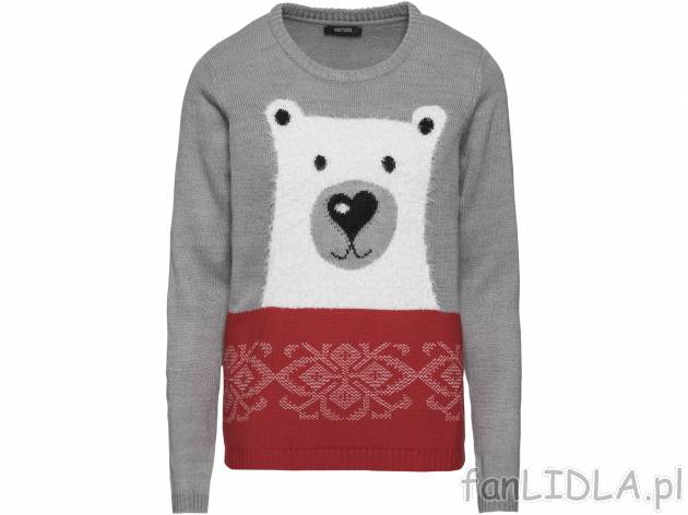Sweter damski z motywem świątecznym Esmara, cena 39,99 PLN 
- przyjemnie miękki ...