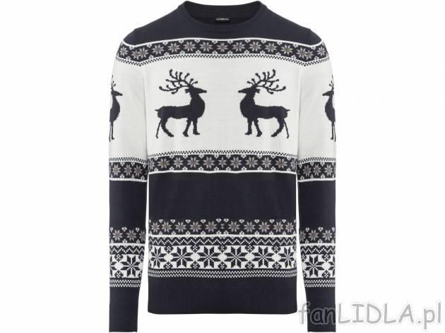 Sweter męski z motywem świątecznym Livergy, cena 39,99 PLN 
- przyjemnie miękki ...