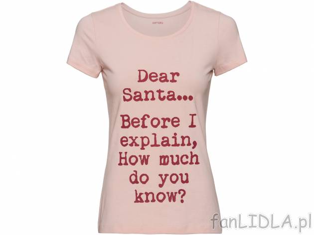 T-shirt damski Esmara, cena 19,99 PLN  
-  rozmiary: S-L
Dostępne rozmiary

Opis