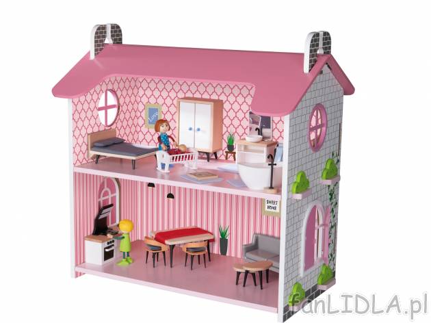 Drewniany domek dla lalek Playtive Junior, cena 99,00 PLN 
- wys. 48 cm
- stabilna ...