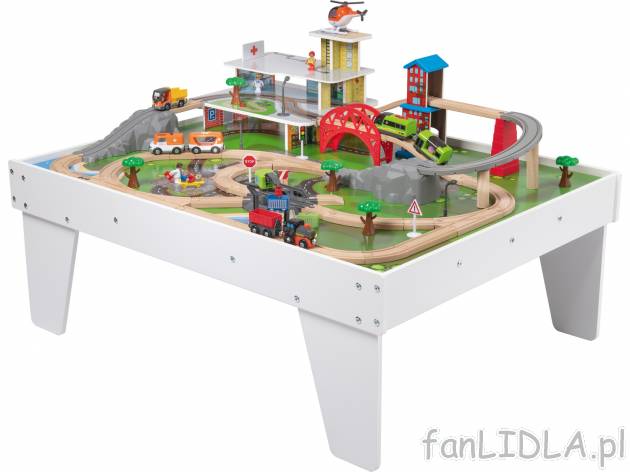 Stolik do zabawy XXL, 89 elementów Playtive Junior, cena 299,00 PLN 
- z torami, ...