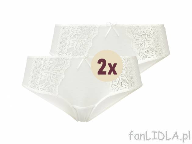 Majtki hipstery z koronką, 2 pary* Esmara Lingerie, cena 9,99 PLN 
*Artykuł dostępny ...