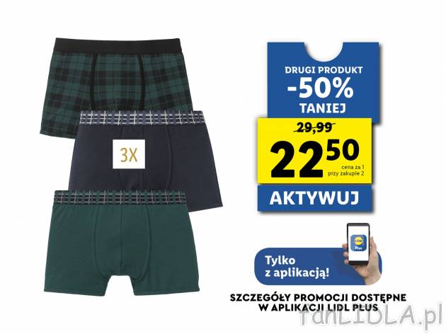 Bokserki, 3 pary* Livergy, cena 29,99 PLN 
*Artykuł dostępny wyłącznie w 3-paku. ...