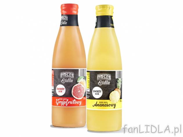 Ryneczek Lidla Sok świeży , cena 2,00 PLN za 250 ml/1 opak., 100 ml=1,00 PLN.