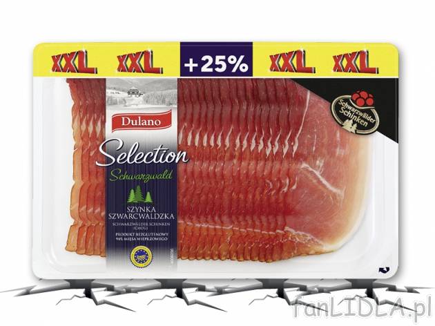 Dulano Szynka Szwarcwaldzka, krojona , cena 9,00 PLN za 250 g/1 opak., 100 g=3,99 PLN.