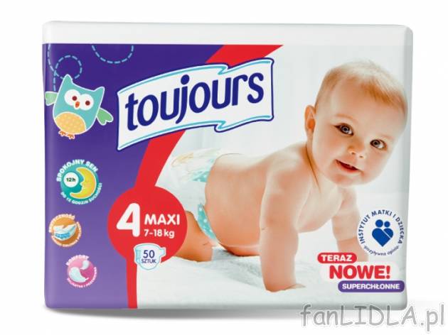 Toujours Pieluszki Maxi , cena 19,00 PLN za 50 szt./1 opak., 1 szt,=0,40 PLN.