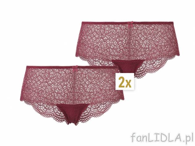 Majtki hipstery z koronką, 2 pary* Esmara Lingerie, cena 9,99 PLN 
3 kolory do ...