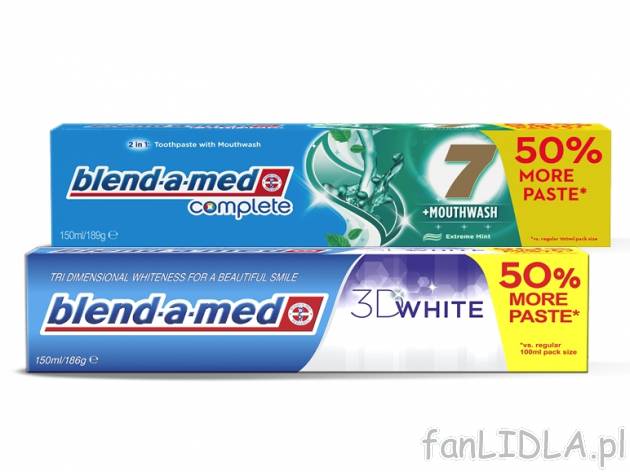 Blend-a-med Pasta do zębów , cena 6,00 PLN za 150 ml/1 opak., 100 ml=4,66 PLN.