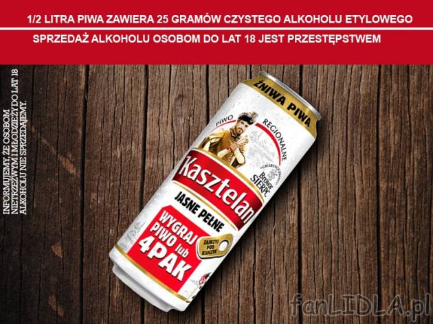 Kasztelan Jasne Pełne , cena 1,00 PLN za 500 ml/1 opak., 1 l=3,98 PLN.
