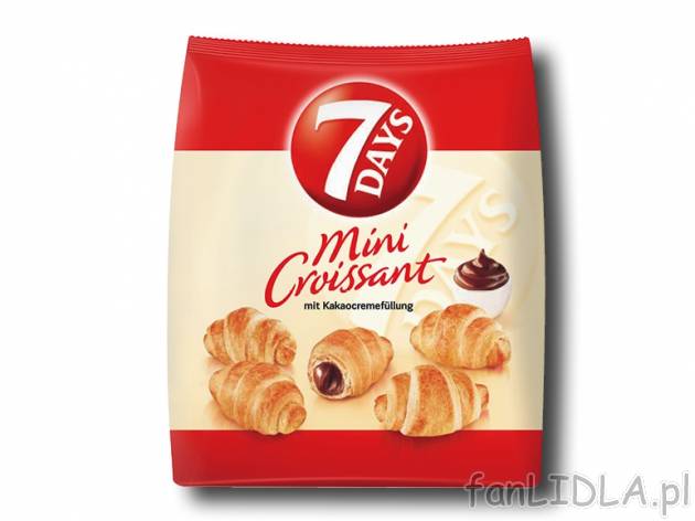 Minicroissant z nadzieniem kakaowym , cena 4,00 PLN za 200 g/1 opak., 100 g=2,50 PLN.