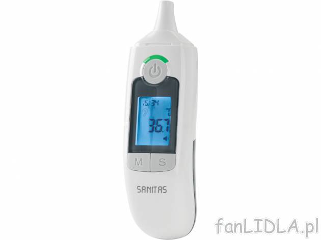 Termometr wielofunkcyjny Sanitas, cena 39,00 PLN 
- optyczny alarm w przypadku ...