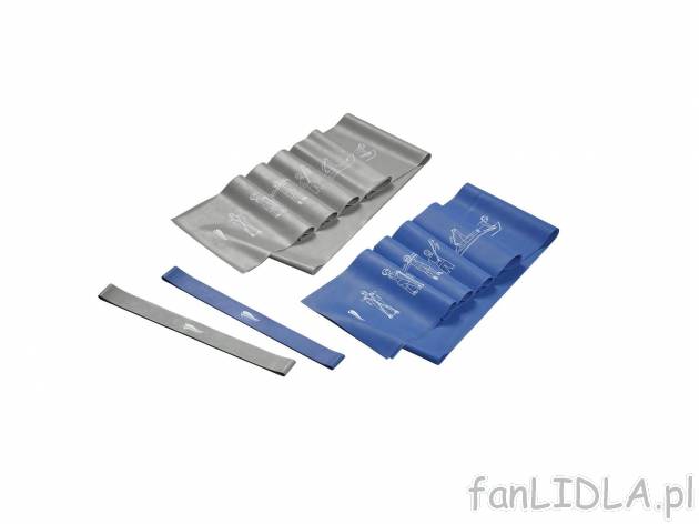 Zestaw 4 taśm fitness Crivit, cena 24,99 PLN 
2 zestawy do wyboru 
- 2 taśmy fitness ...