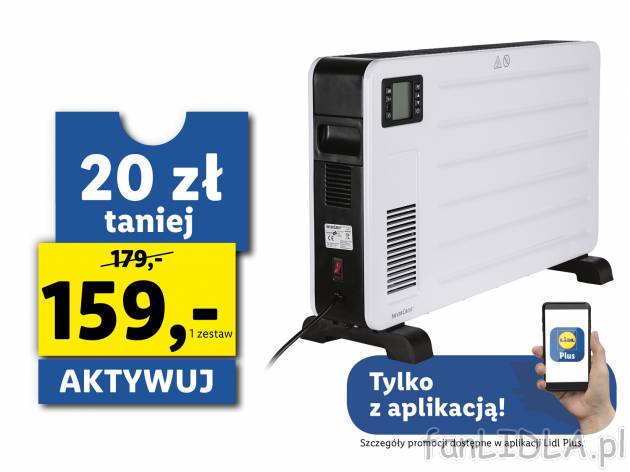 Grzejnik konwektorowy 2300 W z wyświetlaczem LCD Silvercrest, cena 179,00 PLN 
- ...