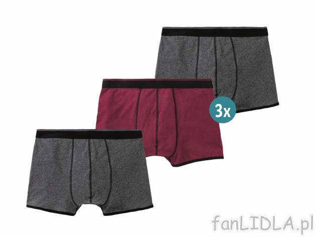 Bokserki męskie XXL, 3 pary* Livergy, cena 8,33 PLN 
* Artykuł dostępny wyłącznie ...
