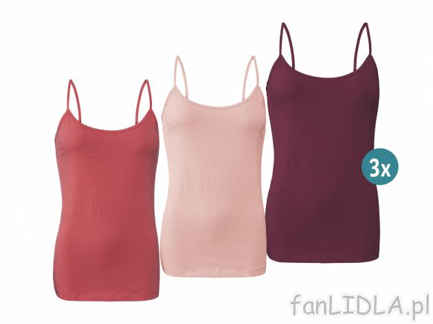 Top na ramiączkach, 3 szt.* Esmara Lingerie, cena 7,99 PLN 
* Artykuł dostępny ...