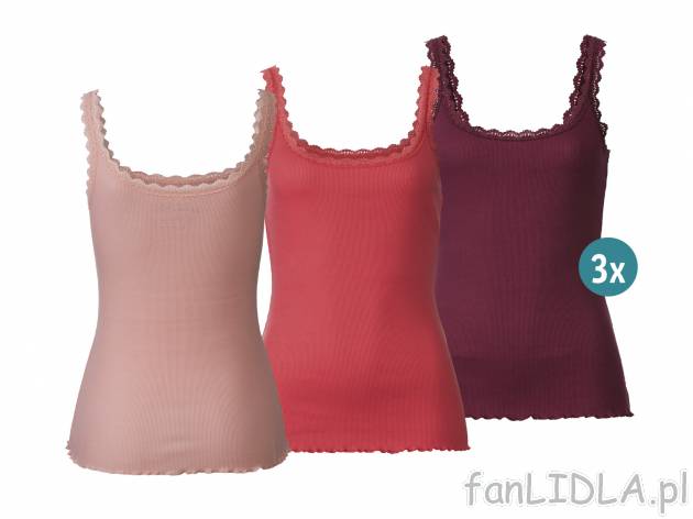 Top na koronkowych ramiączkach, 3 szt.* Esmara Lingerie, cena 10,99 PLN 
* Artykuł ...