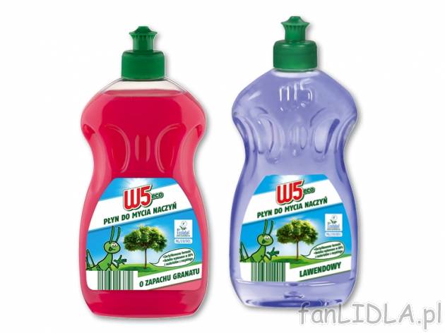 W5 Eco Płyn do mycia naczyń , cena 4,00 PLN za 500 ml/1 but., 1 l=8,98 PLN. 
różne ...