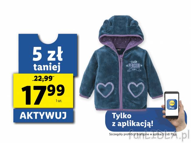 Bluza polarowa Lupilu, cena 22,99 PLN 
- rozmiary: 62-92
- z miękkiego, przytulnego ...