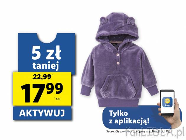 Bluza polarowa Lupilu, cena 22,99 PLN 
- rozmiary: 62-92
- z miękkiego, przytulnego ...