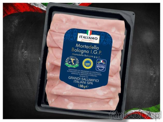 Mortadela Bologna , cena 5,99 PLN za 150 g, 100g=3,99 PLN. 
- Ta wieprzowa wędlina ...