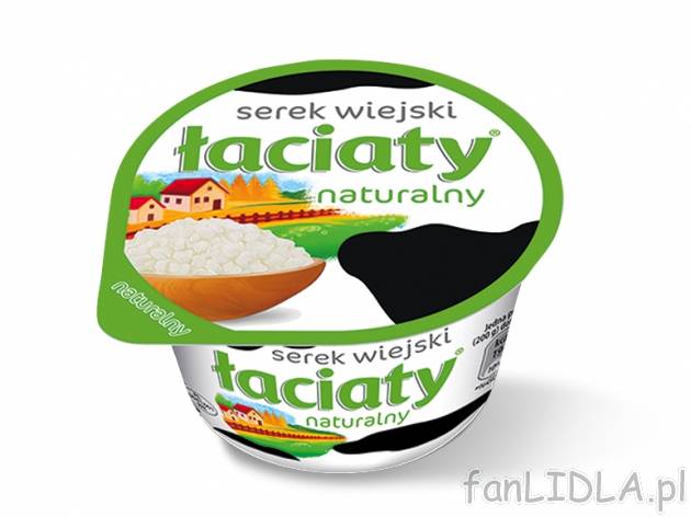 Łaciaty Serek wiejski naturalny , cena 1,00 PLN za 200 g/1 opak., 100 g=0,73 PLN. ...