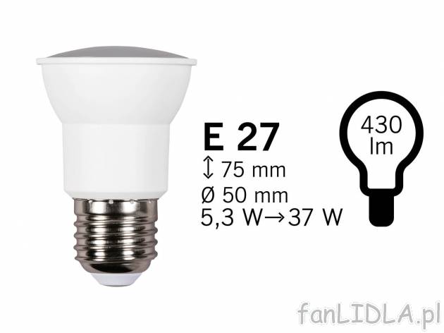 Żarówka reflektorek LED Livarno, cena 5,99 PLN  
-  z 10 diodami SMD
Opis

- TUV-GS