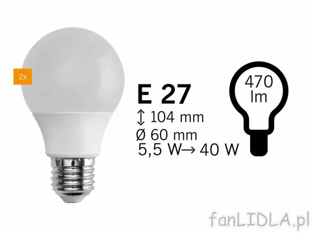 Żarówki LED, 2 szt.* Livarno, cena 5,00 PLN 
*Artykuł dostępny wyłącznie w ...