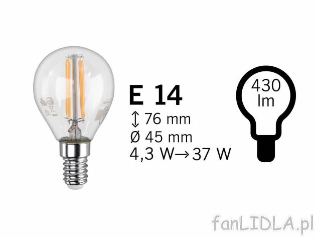 Żarówka filamentowa LED Livarno, cena 7,99 PLN 
- połączenie energooszczędnej ...