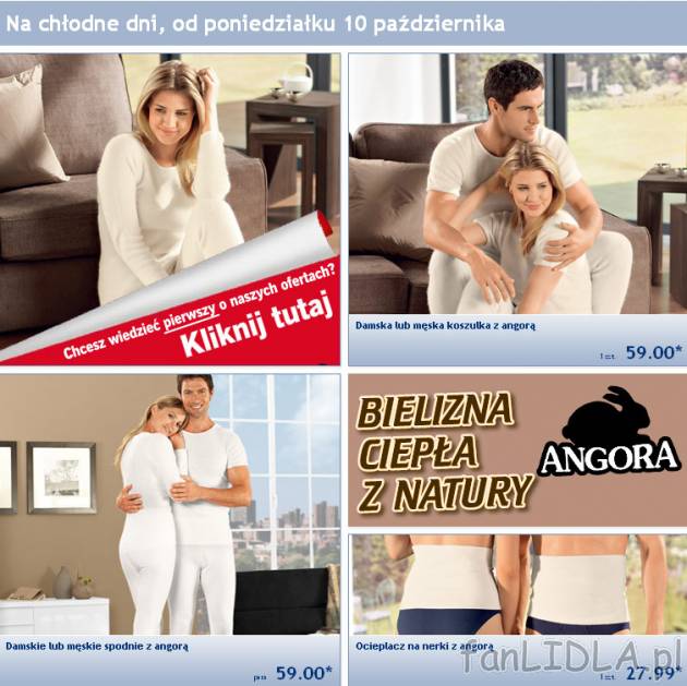 Lidl gazetka od poniedziałku 10 października 2011: na chłodne dni - bielizna ...