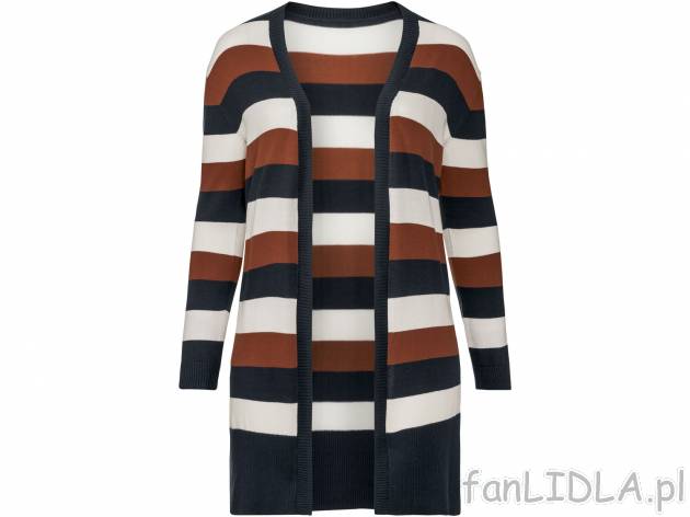 Kardigan damski z bawełny Esmara, cena 39,99 PLN 
- rozmiary: XL-3XL
- 100% bawełny
- ...