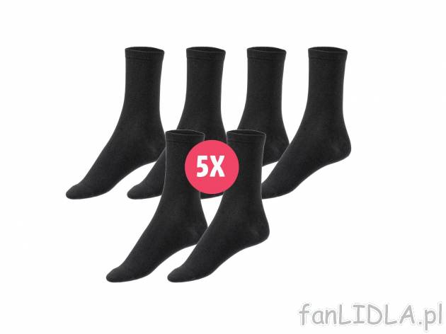 Skarpety damskie z biobawełną, 5 par* Esmara, cena 3,59 PLN 
*Artykuł dostępny ...