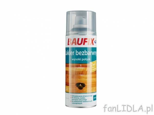 Lakier bezbarwny , cena 9,99 PLN za 1 opak.=400 ml, 1l= 24,98 PLN. 
- jedwab matowy ...