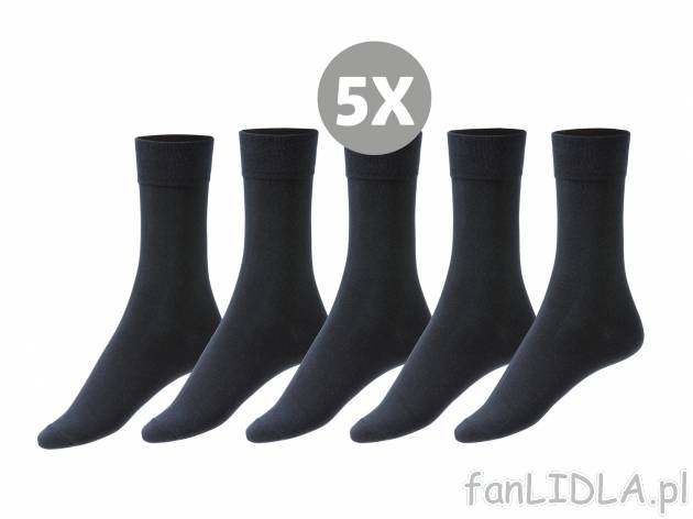 Skarpety męskie z biobawełną, 5 par* Livergy, cena 3,99 PLN 
*Artykuł dostępny ...