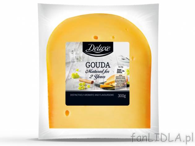 Gouda dojrzewająca 2 lata* , cena 14,00 PLN za 300 g/1opak., 1 kg=49,97 PLN. 
Oferta ...