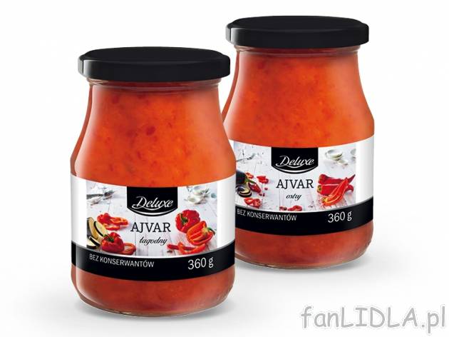 Ajvar , cena 3,00 PLN za 360 g/1 opak., 1 kg=11,08 PLN. 
Oferta ważna od 20.03 ...