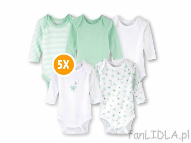 Body niemowlęce z bawełny, 5 szt.* Lupilu, cena 4,99 PLN 
* Artykuł dostępny ...