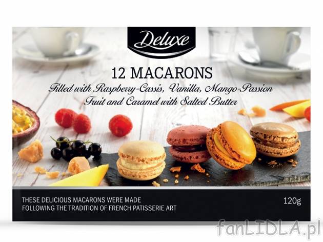 Makroniki , cena 14,00 PLN za 120 g/1 opak., 100 g=12,49 PLN. 
Oferta ważna od ...