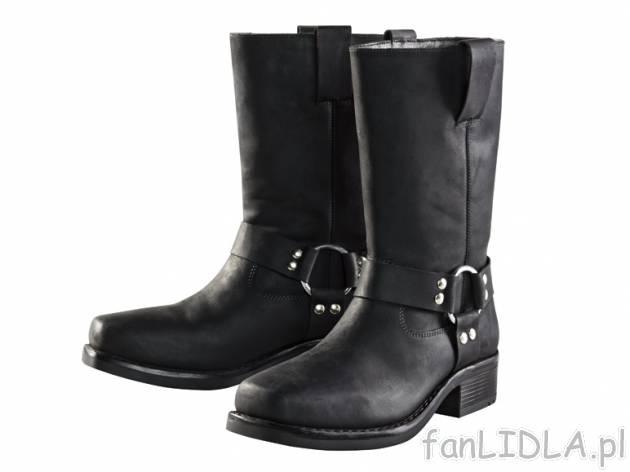 Buty skórzane Livergy, cena 119,00 PLN za 1 para 
- z ozdobnym kółkiem i nitami ...