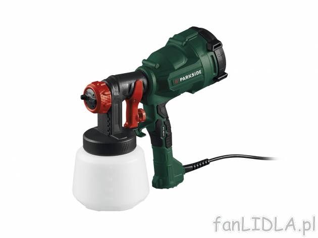 Pistolet natryskowy 400 W Parkside, cena 129,00 PLN 
- odkręcany pojemnik na farbę
- ...