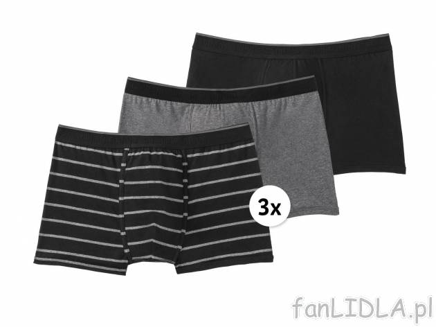 Bokserki, 3 pary* Livergy, cena 8,33 PLN 
- 95% bawełny, 5% elastanu
- rozmiary: ...