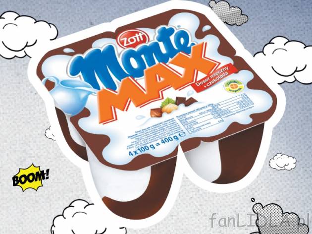 Zott Monte max , cena 4,99 PLN za 4x100 g, 1kg=12,48 PLN.