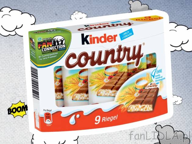 Kinder Country , cena 12,99 PLN za 9x23,5 g, 100g=6,14 PLN.