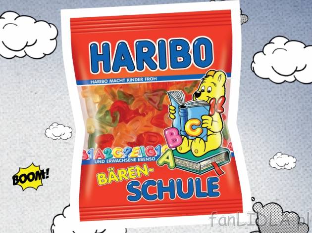 Haribo żelki , cena 3,49 PLN za 200 g/1 opak., 100g=1,75 PLN.  
-  Różne rodzaje