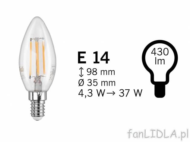 Żarówka filamentowa LED Livarno, cena 7,99 PLN 
- połączenie energooszczędnej ...